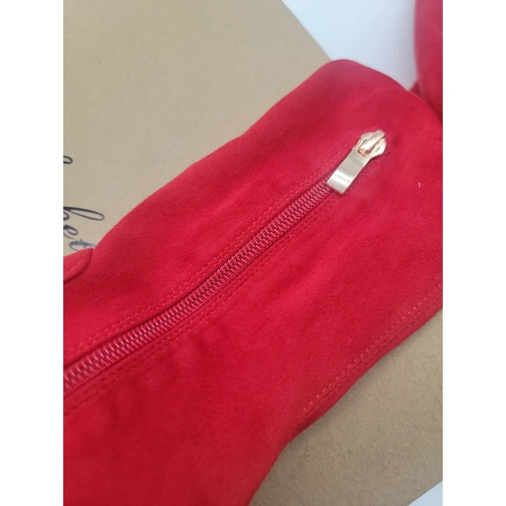 Elisabet Tang Women's Red Thigh High Boots Size 6 Pointed Toe Stiletto New!